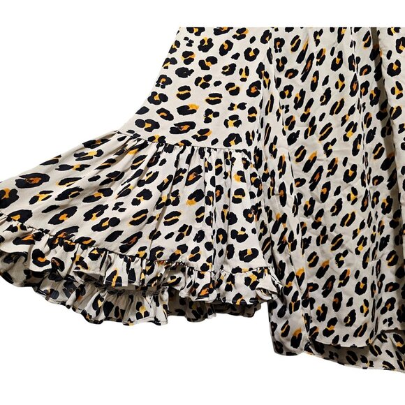 Kobi Halperin Leopard Print Off-Shoulder Ruffle Sleeve Blouse M - Picture 3 of 8